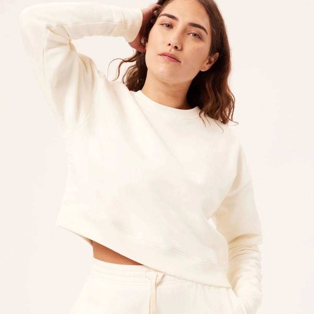girlfriend collective ivory 50/50 cropped sweatshirt S